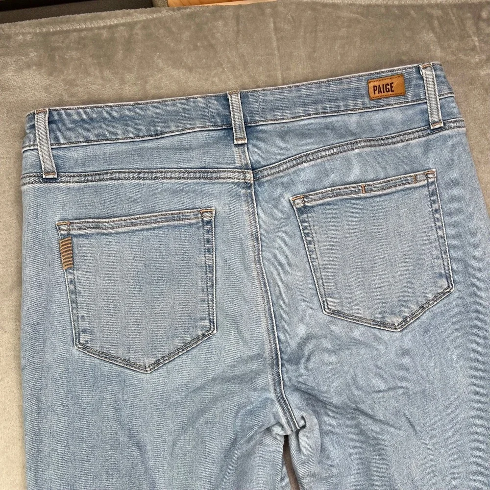 Paige Jeans Womens 31 Blue Hoxton Slim Crop Light‎ Wash High Rise Frayed Denim - Picture 16 of 16